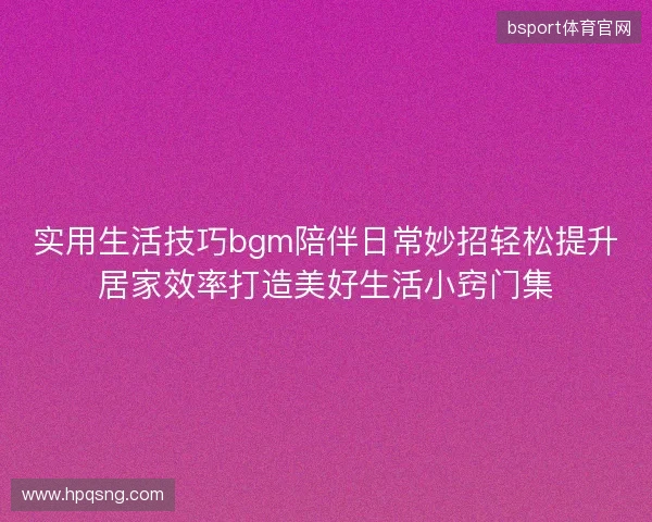 实用生活技巧bgm陪伴日常妙招轻松提升居家效率打造美好生活小窍门集